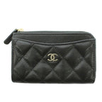 Chanel Classic Zip Card Case CC Logo Shiny Grained Calfskin Cavius Quilted