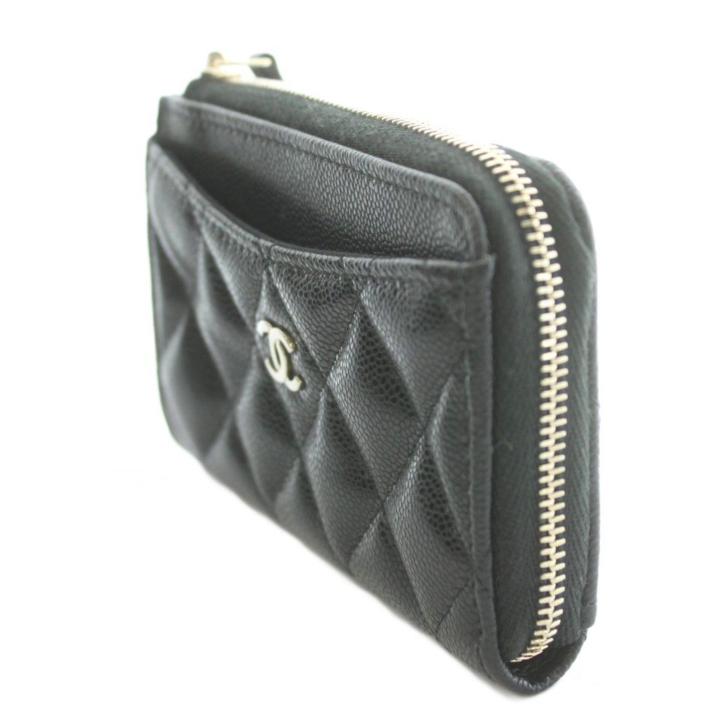 Chanel Classic Zip Card Case CC Logo Shiny Grained Calfskin Cavius Quilted — view 2