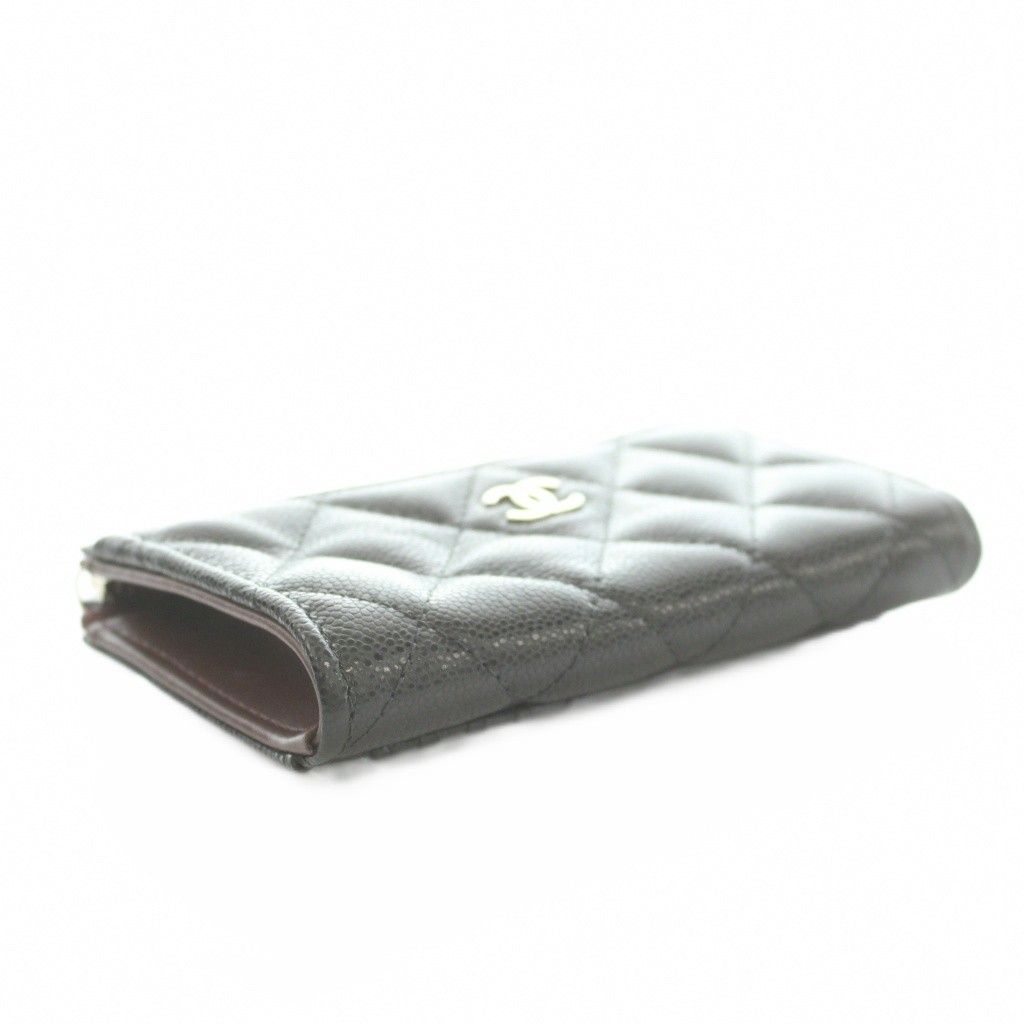 Chanel Classic Zip Card Case CC Logo Shiny Grained Calfskin Cavius Quilted — view 6