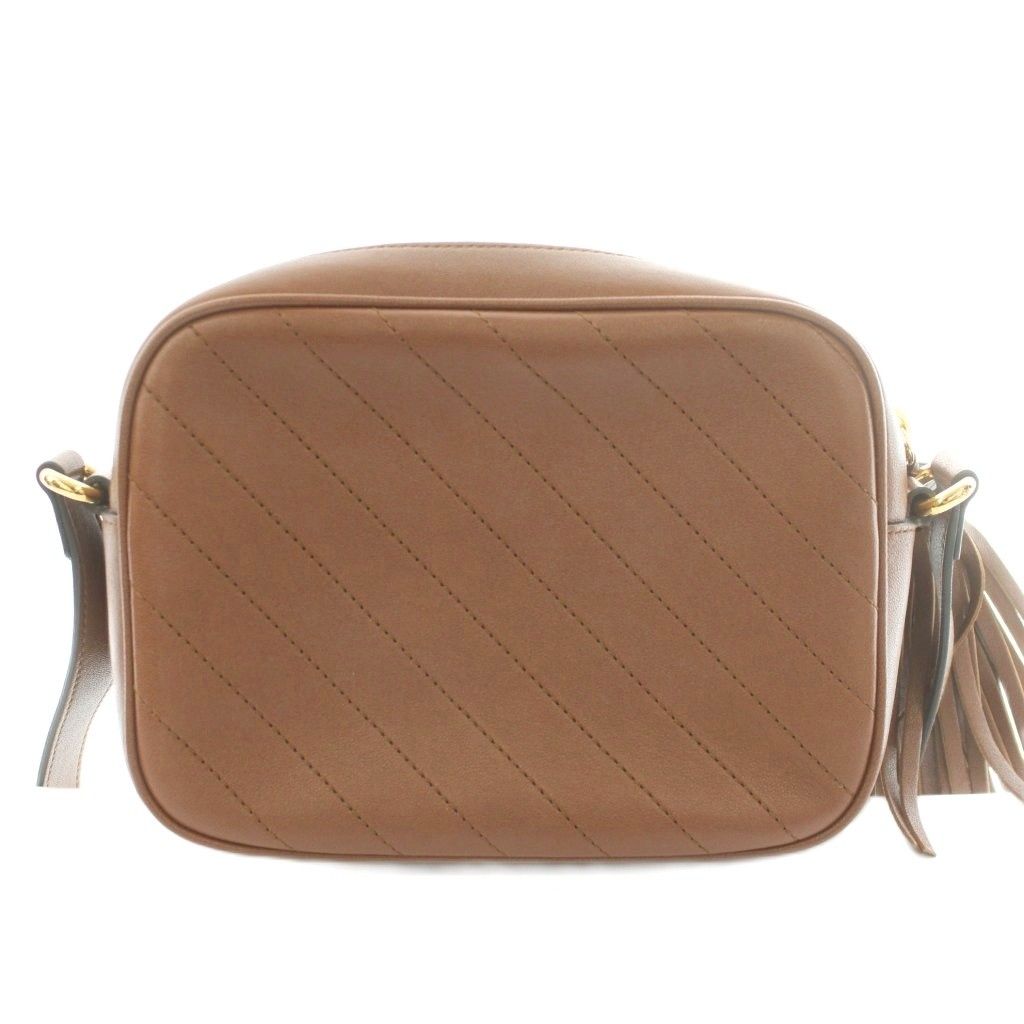 Gucci Blanc Shoulder Bag Leather GG Logo Interlocking One Color Tassel Brown BB — view 3