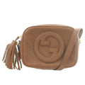 Gucci Blanc Shoulder Bag Leather GG Logo Interlocking One Color Tassel Brown BB