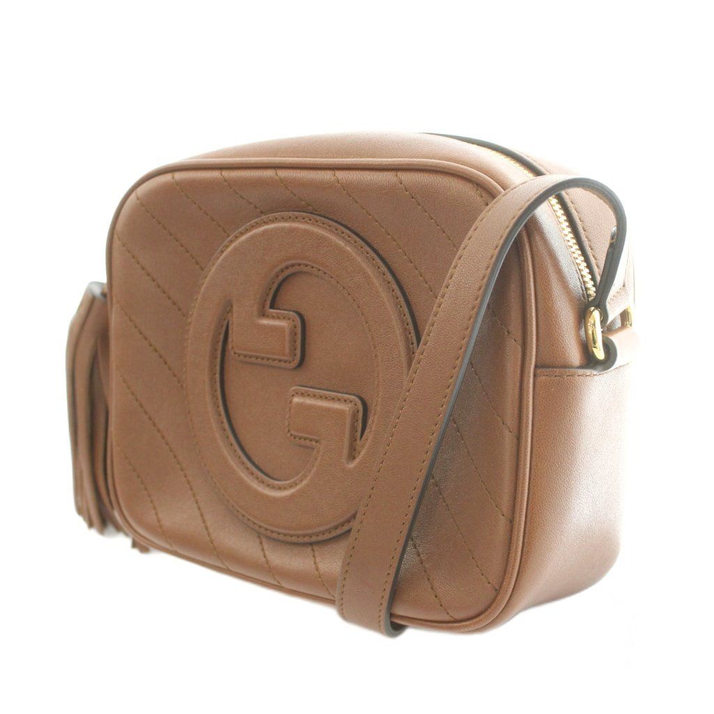Gucci Blanc Shoulder Bag Leather GG Logo Interlocking One Color Tassel Brown BB — view 2