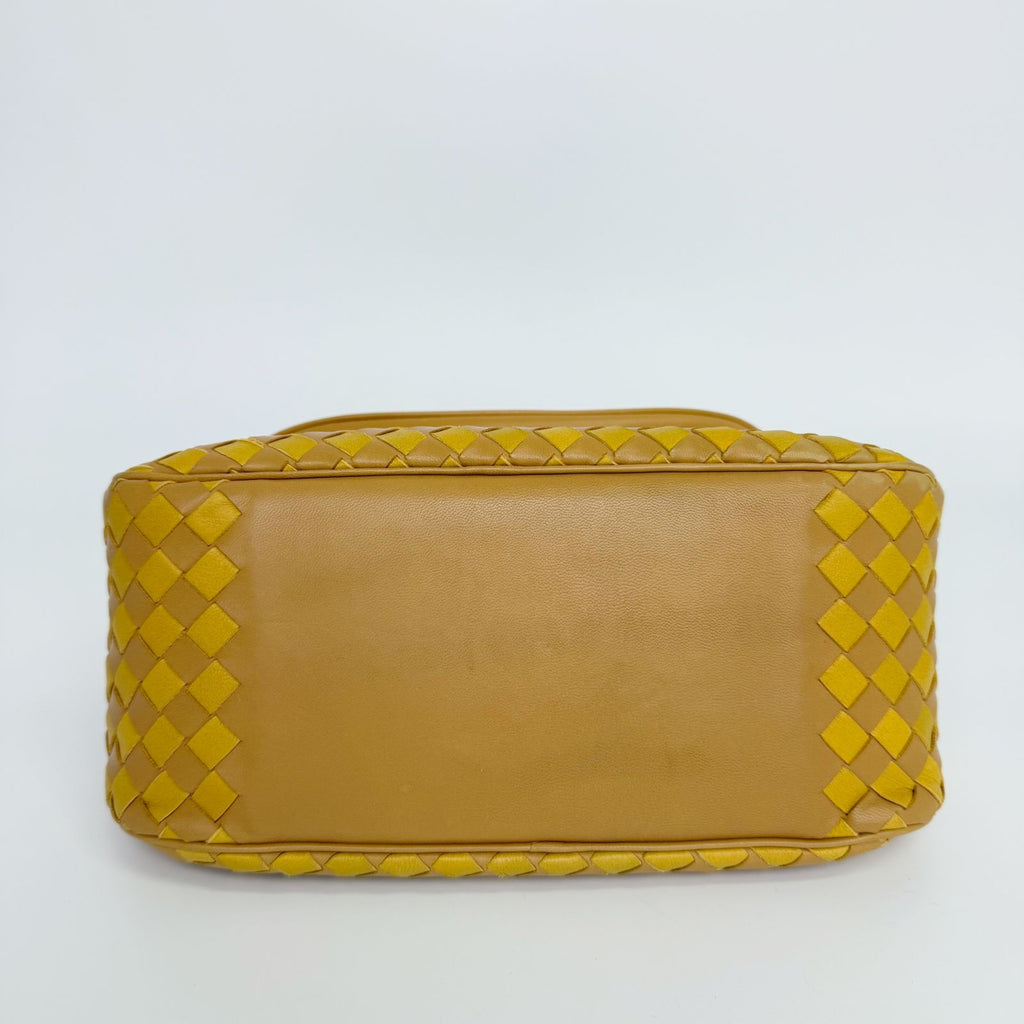 Bottega Veneta Intrecciato Flap Shoulder Bag Leather Yellow Camel Vintage — view 8