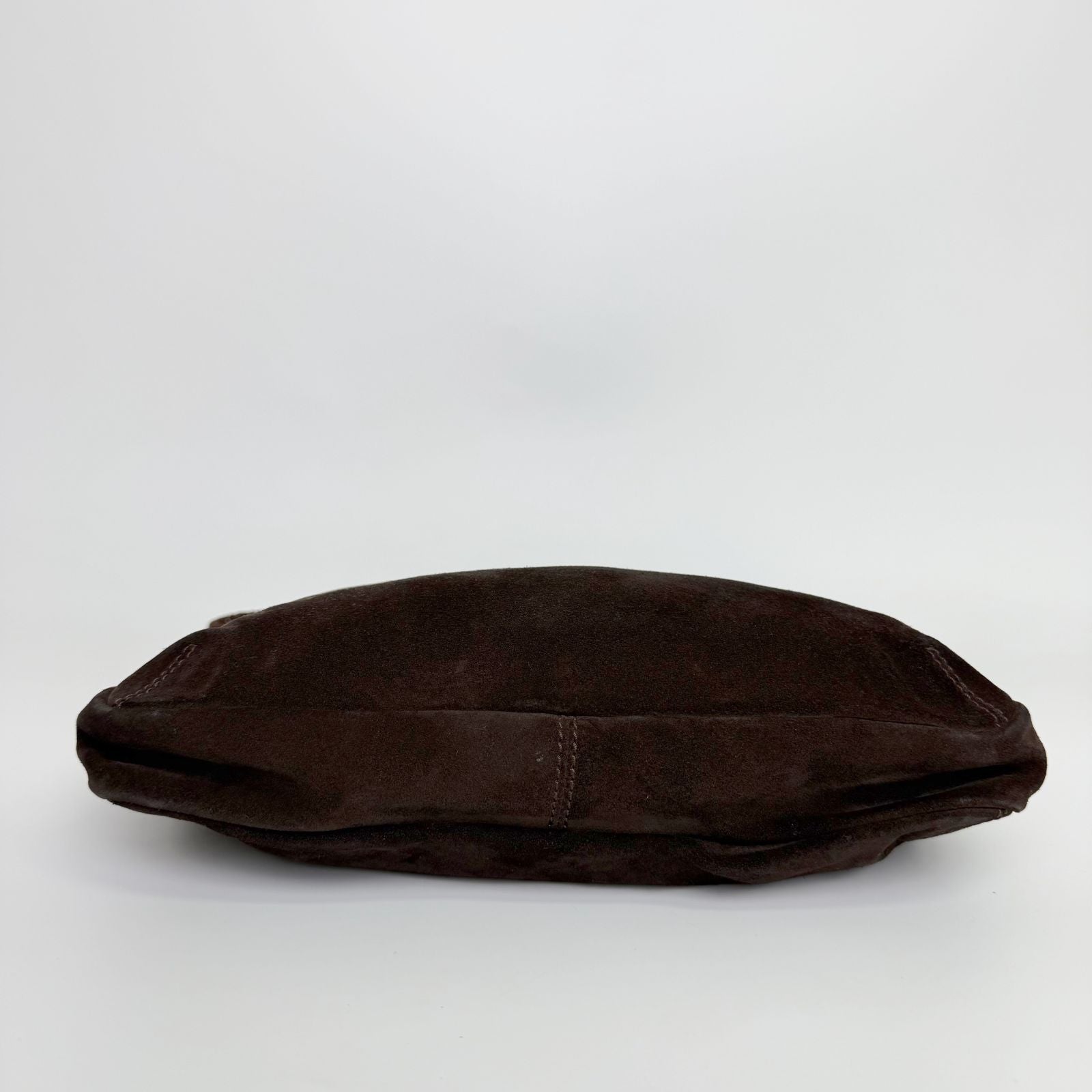 Bottega Veneta Intrecciato Trim Shoulder Bag Suede Dark Brown Vintage — view 8
