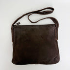 Bottega Veneta Intrecciato Trim Shoulder Bag Suede Dark Brown Vintage — view 4