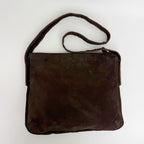 Bottega Veneta Intrecciato Trim Shoulder Bag Suede Dark Brown Vintage — view 5