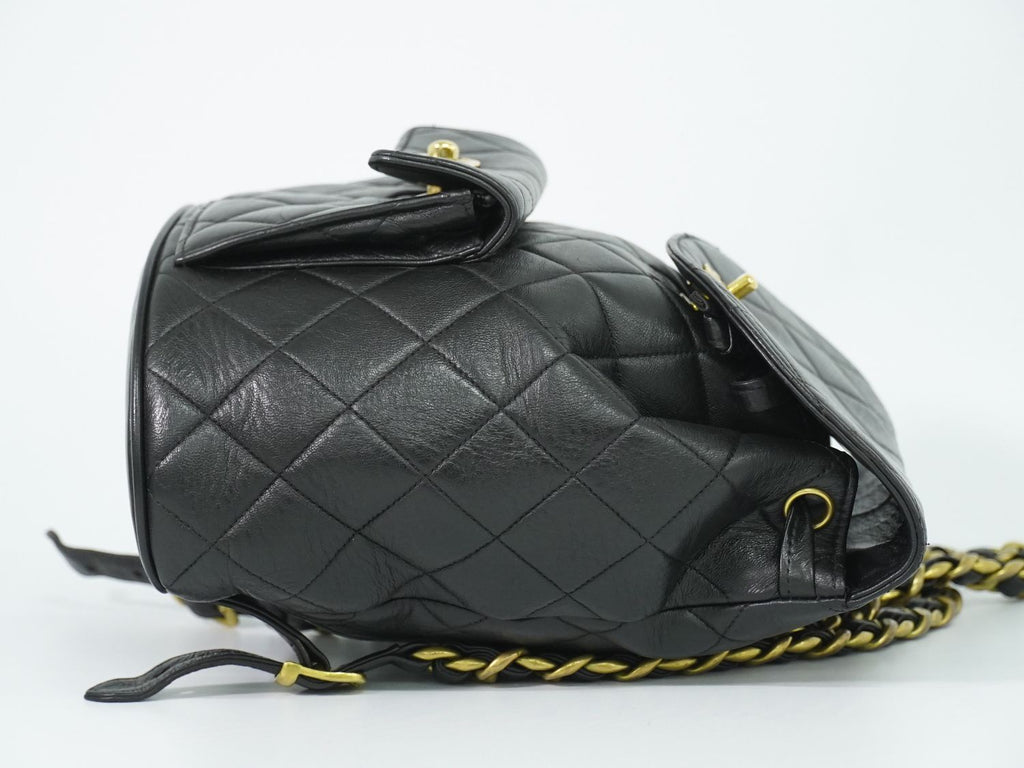 Chanel CC Logo Quilted Backpack Lambskin Leather Black — view 4