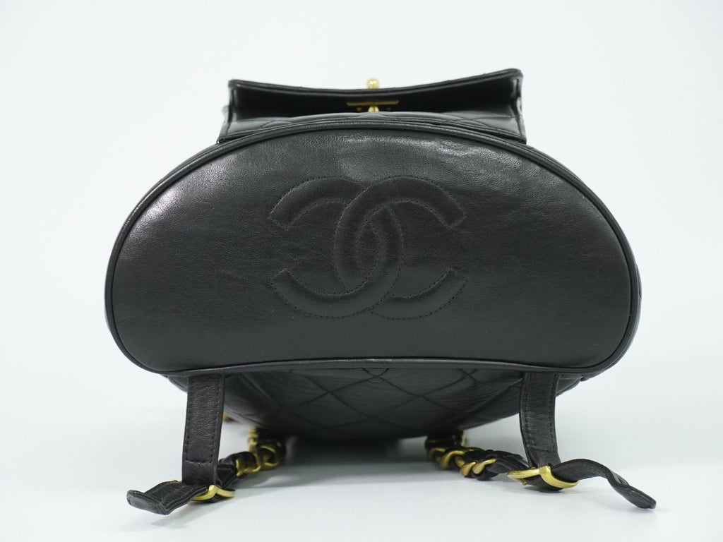 Chanel CC Logo Quilted Backpack Lambskin Leather Black — view 3