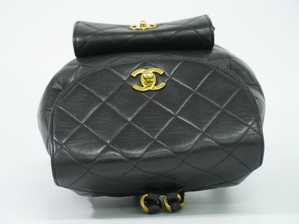 Chanel CC Logo Quilted Backpack Lambskin Leather Black — view 5