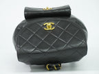 Chanel CC Logo Quilted Backpack Lambskin Leather Black — view 5
