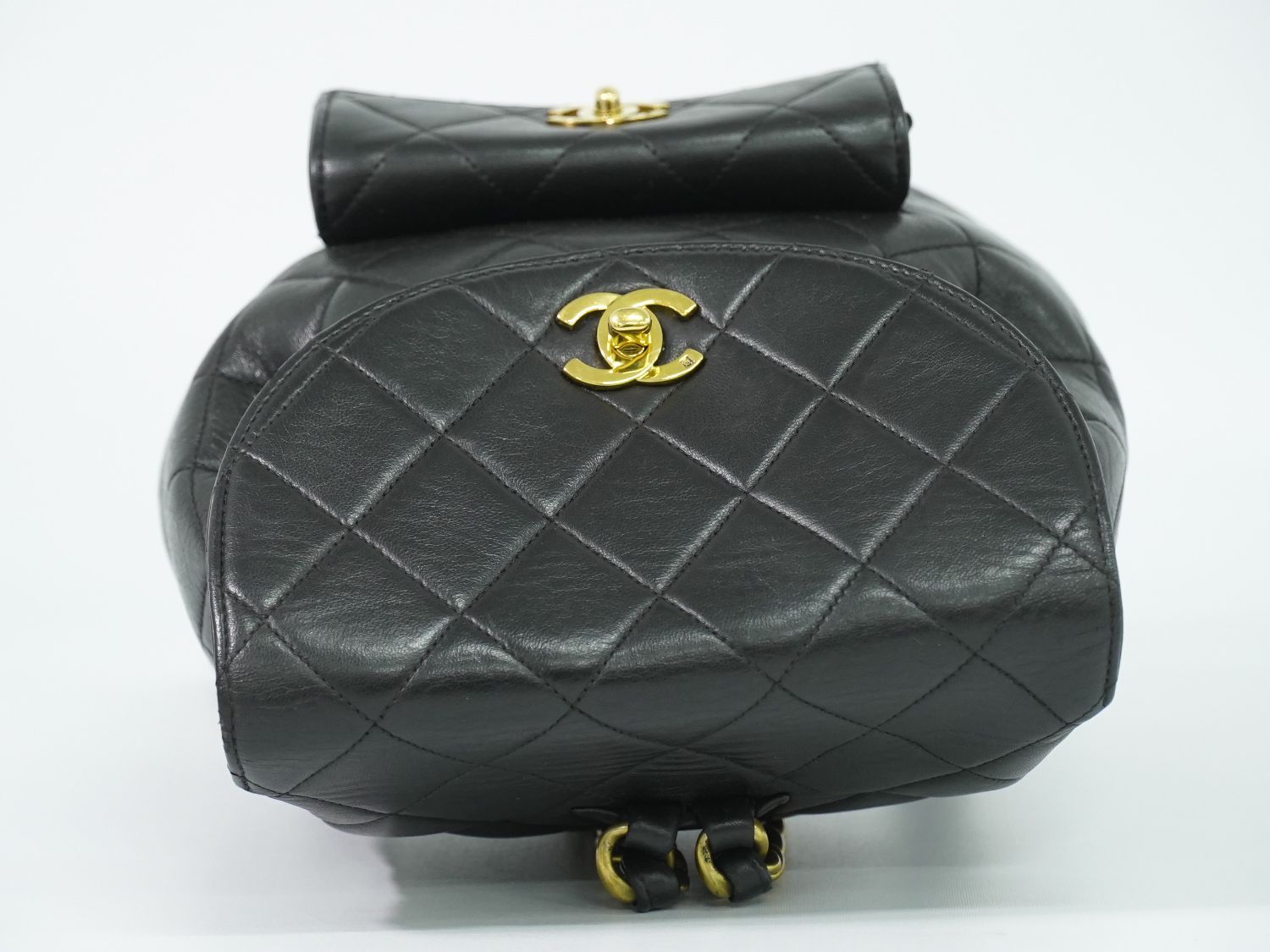 Chanel CC Logo Quilted Backpack Lambskin Leather Black — view 5