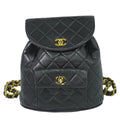 Chanel CC Logo Quilted Backpack Lambskin Leather Black