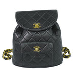 Chanel CC Logo Quilted Backpack Lambskin Leather Black