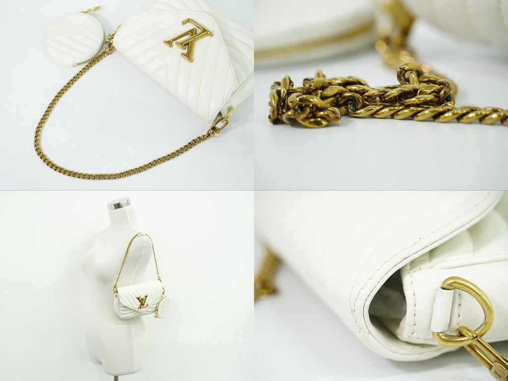 Louis Vuitton LV New Wave Multi Pochette Leather Chain Shoulder Bag White — view 6