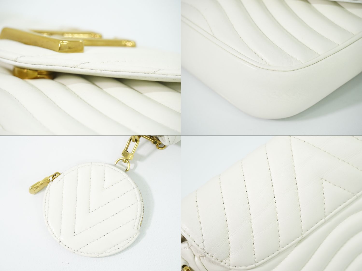 Louis Vuitton LV New Wave Multi Pochette Leather Chain Shoulder Bag White — view 7