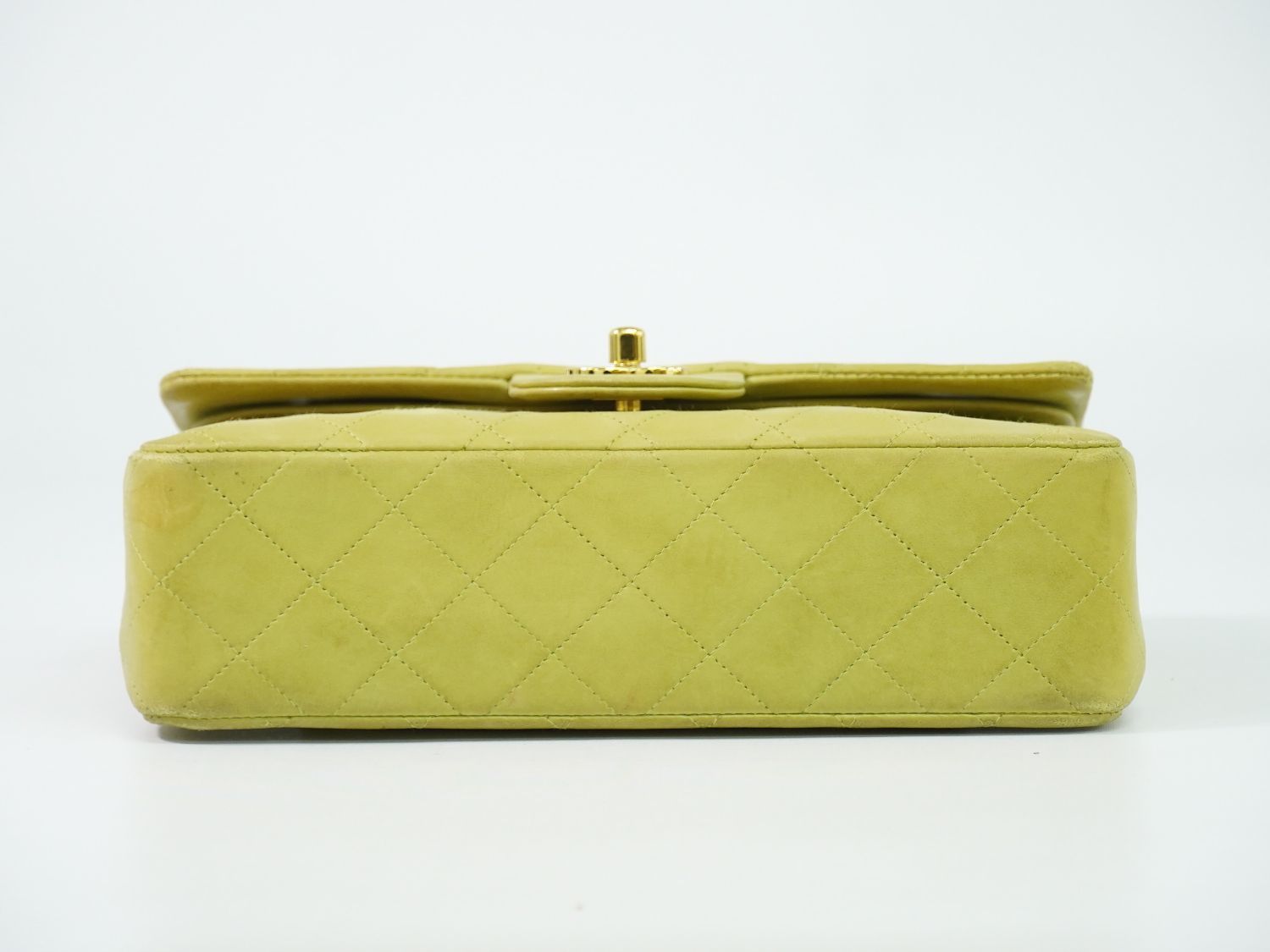 Chanel CC Logo Quilted 23 Double Flap Chain Shoulder Bag Lambskin Leather Green — view 3