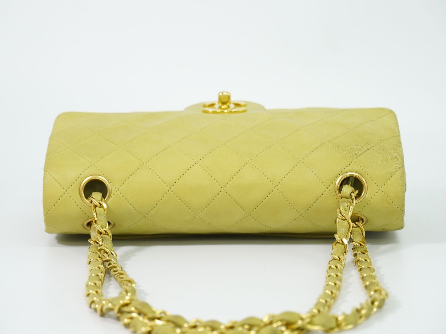 Chanel CC Logo Quilted 23 Double Flap Chain Shoulder Bag Lambskin Leather Green — view 5