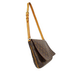 Louis Vuitton Shoulder Bag Monogram Canvas Musette Tango Short Brown Flap Style — view 5