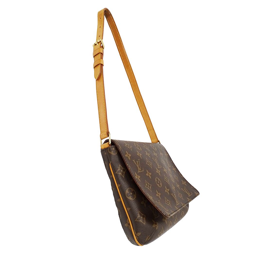 Louis Vuitton Shoulder Bag Monogram Canvas Musette Tango Short Brown Flap Style — view 5