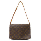 Louis Vuitton Shoulder Bag Monogram Canvas Musette Tango Short Brown Flap Style