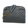 Chanel Shoulder Bag Quilted Lambskin Black Gold