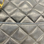 Chanel Shoulder Bag Quilted Lambskin Black Gold — view 8