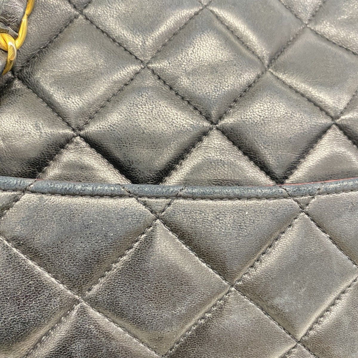 Chanel Shoulder Bag Quilted Lambskin Black Gold — view 8