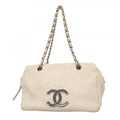 Chanel Shoulder Bag Leather Ivory Silver