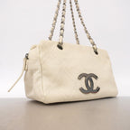 Chanel Shoulder Bag Leather Ivory Silver — view 2
