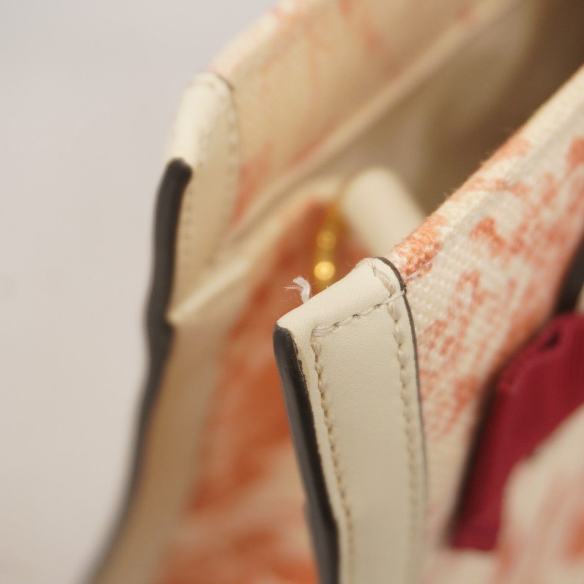 Gucci Handbag GG Ribbon Canvas Ivory Red Gold — view 7