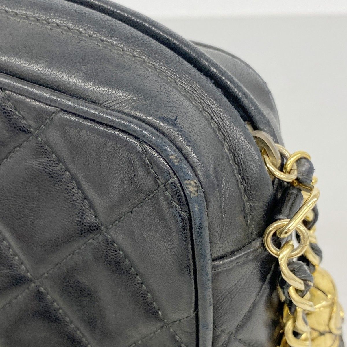 Chanel Shoulder Bag Quilted Lambskin Black Gold — view 6