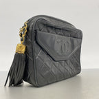 Chanel Shoulder Bag Quilted Lambskin Black Gold — view 2