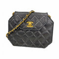 Chanel Shoulder Bag Quilted Lambskin Black Gold