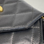 Chanel Shoulder Bag Quilted Lambskin Black Gold — view 8