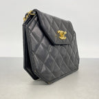 Chanel Shoulder Bag Quilted Lambskin Black Gold — view 2