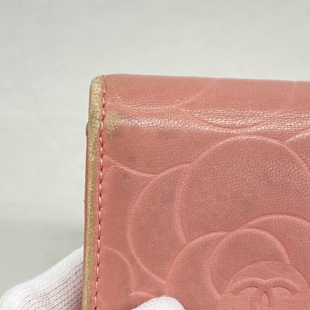 Chanel Card Case Camellia Lambskin Pink Silver — view 7