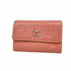 Chanel Card Case Camellia Lambskin Pink Silver