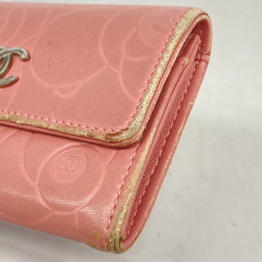 Chanel Card Case Camellia Lambskin Pink Silver — view 5