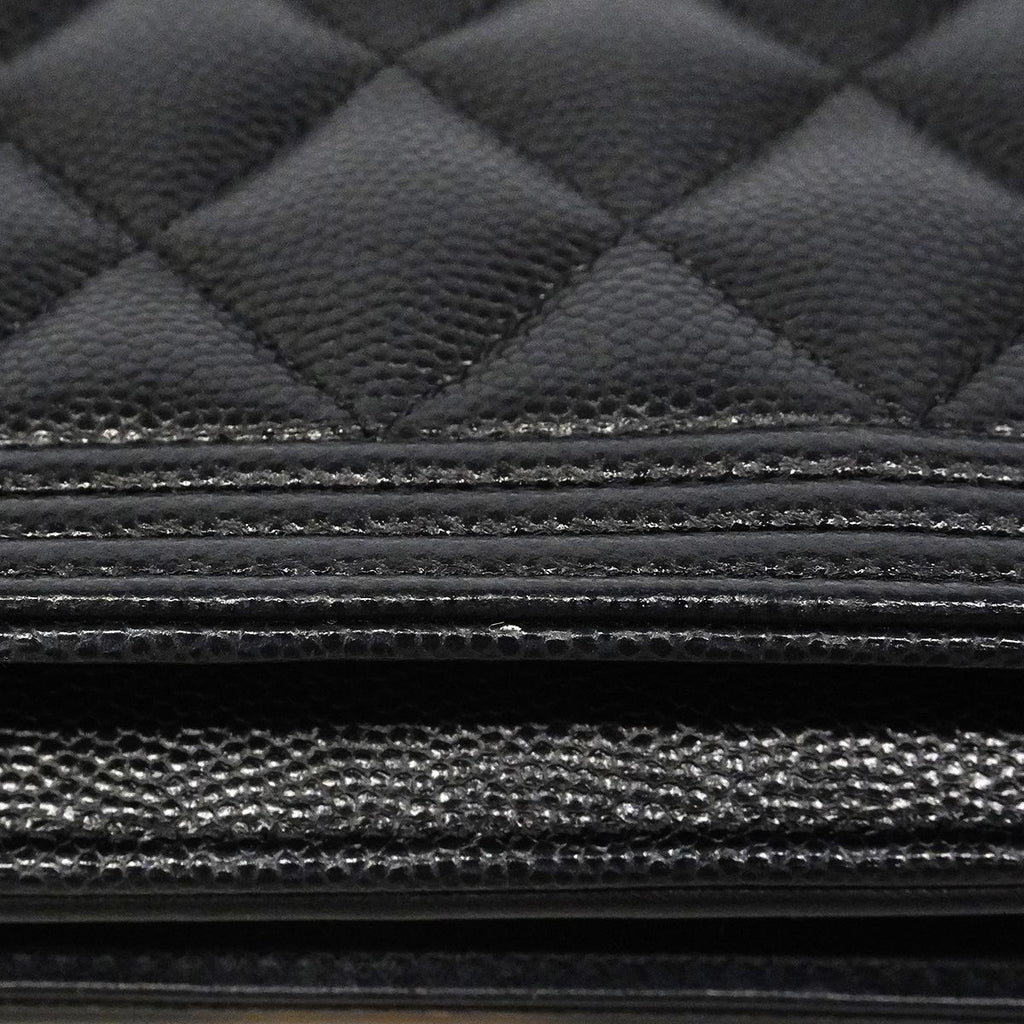 Chanel Shoulder Wallet Boy Caviar Leather Black Gold — view 6