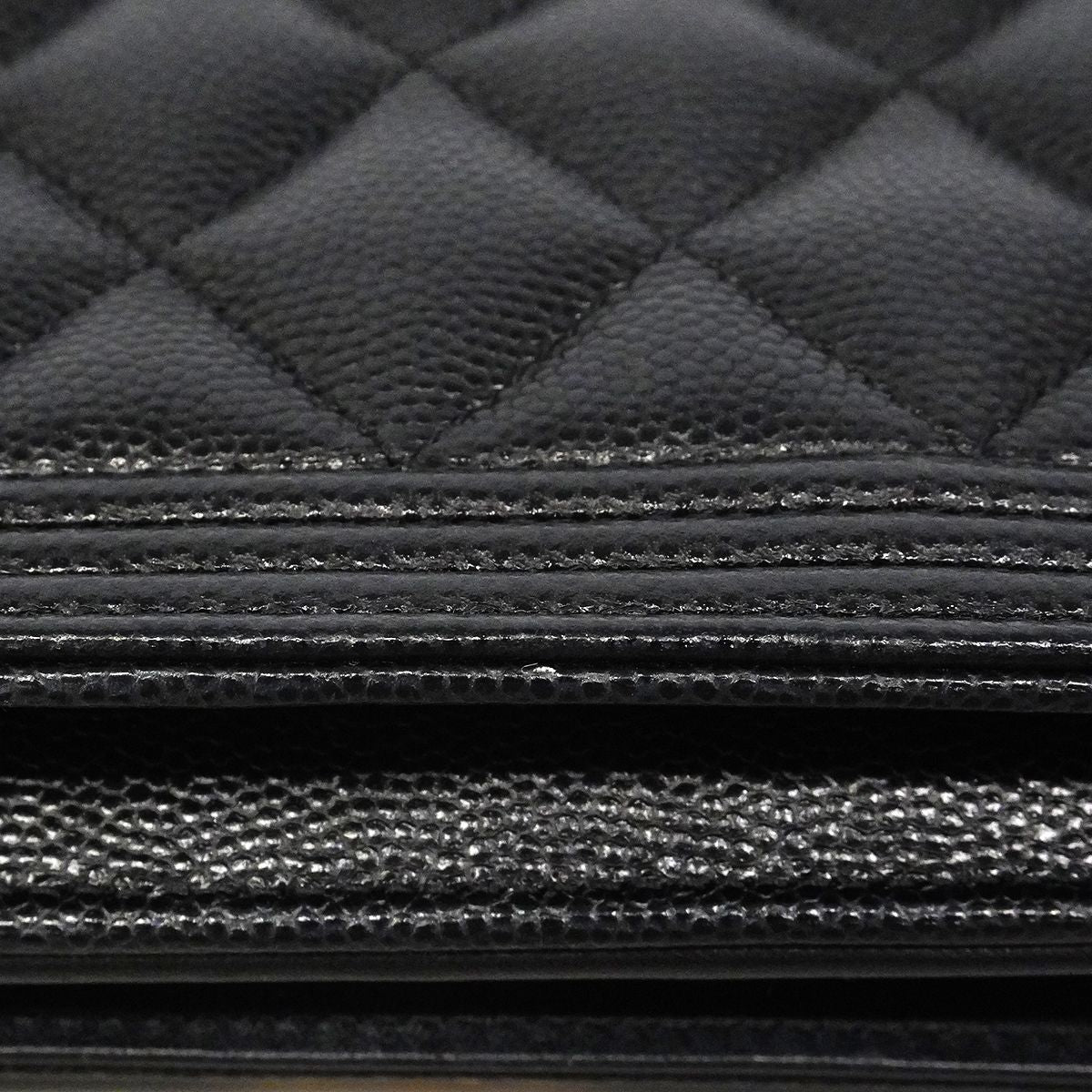 Chanel Shoulder Wallet Boy Caviar Leather Black Gold — view 6