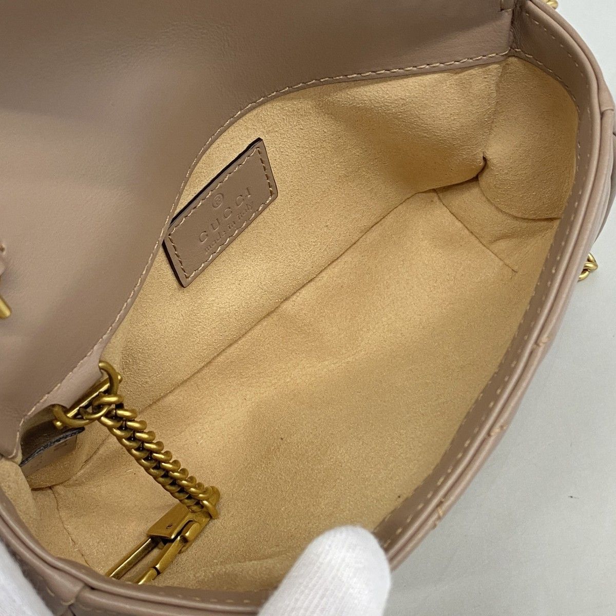 Gucci Shoulder Bag GG Marmont Leather Brown Gold — view 4