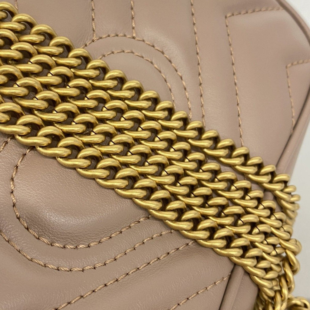 Gucci Shoulder Bag GG Marmont Leather Brown Gold — view 6