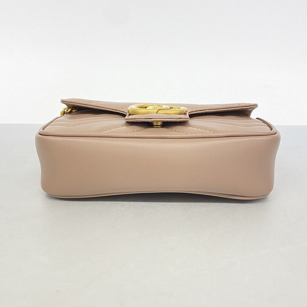 Gucci Shoulder Bag GG Marmont Leather Brown Gold — view 3