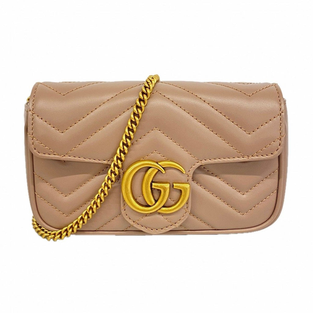 Gucci Shoulder Bag GG Marmont Leather Brown Gold