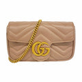 Gucci Shoulder Bag GG Marmont Leather Brown Gold