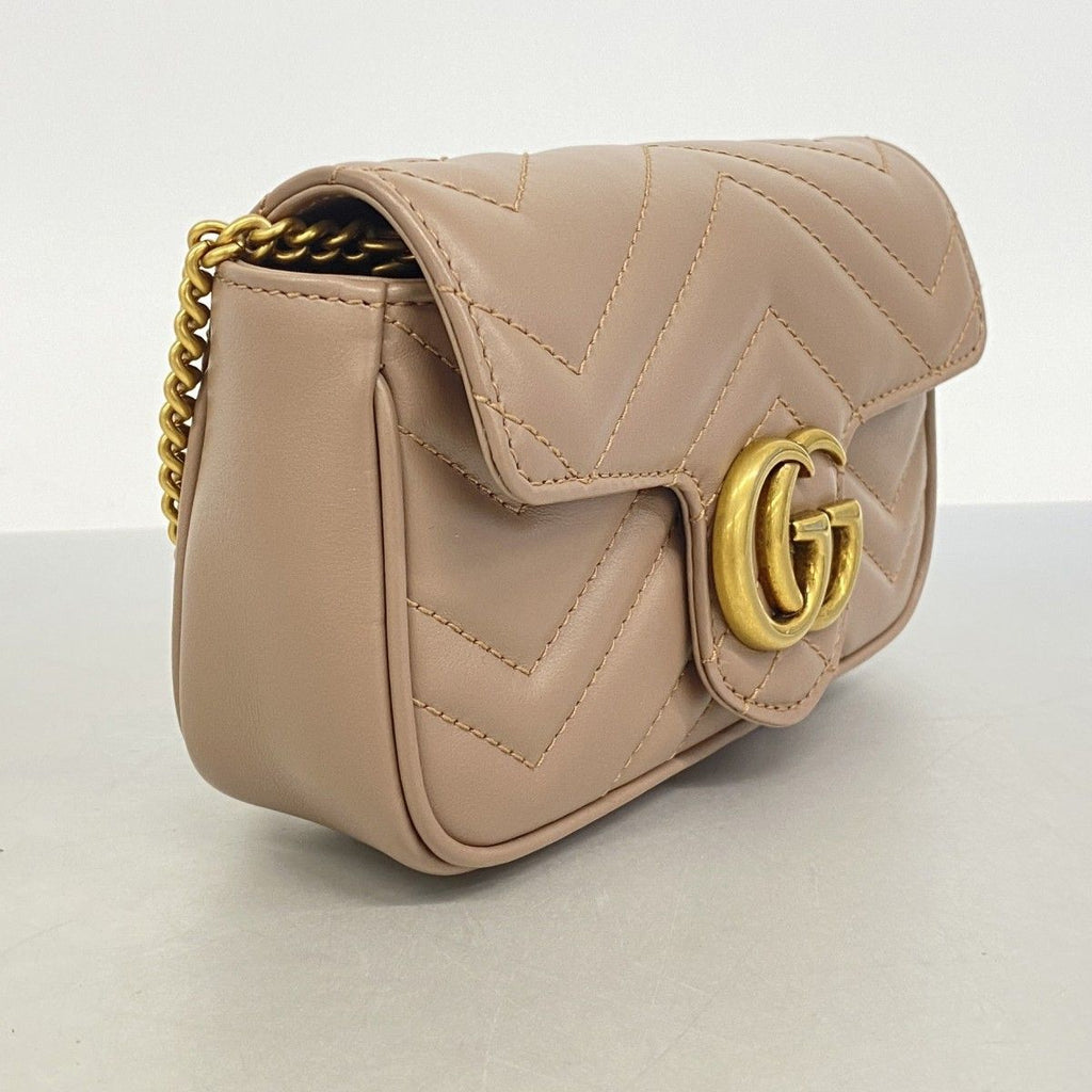Gucci Shoulder Bag GG Marmont Leather Brown Gold — view 2