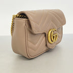 Gucci Shoulder Bag GG Marmont Leather Brown Gold — view 2