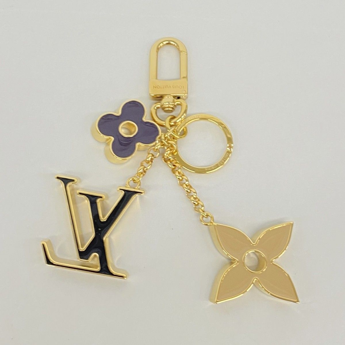 Louis Vuitton Key Holder Charm Fleur de Monogram Brown Gold — view 4