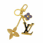 Louis Vuitton Key Holder Charm Fleur de Monogram Brown Gold