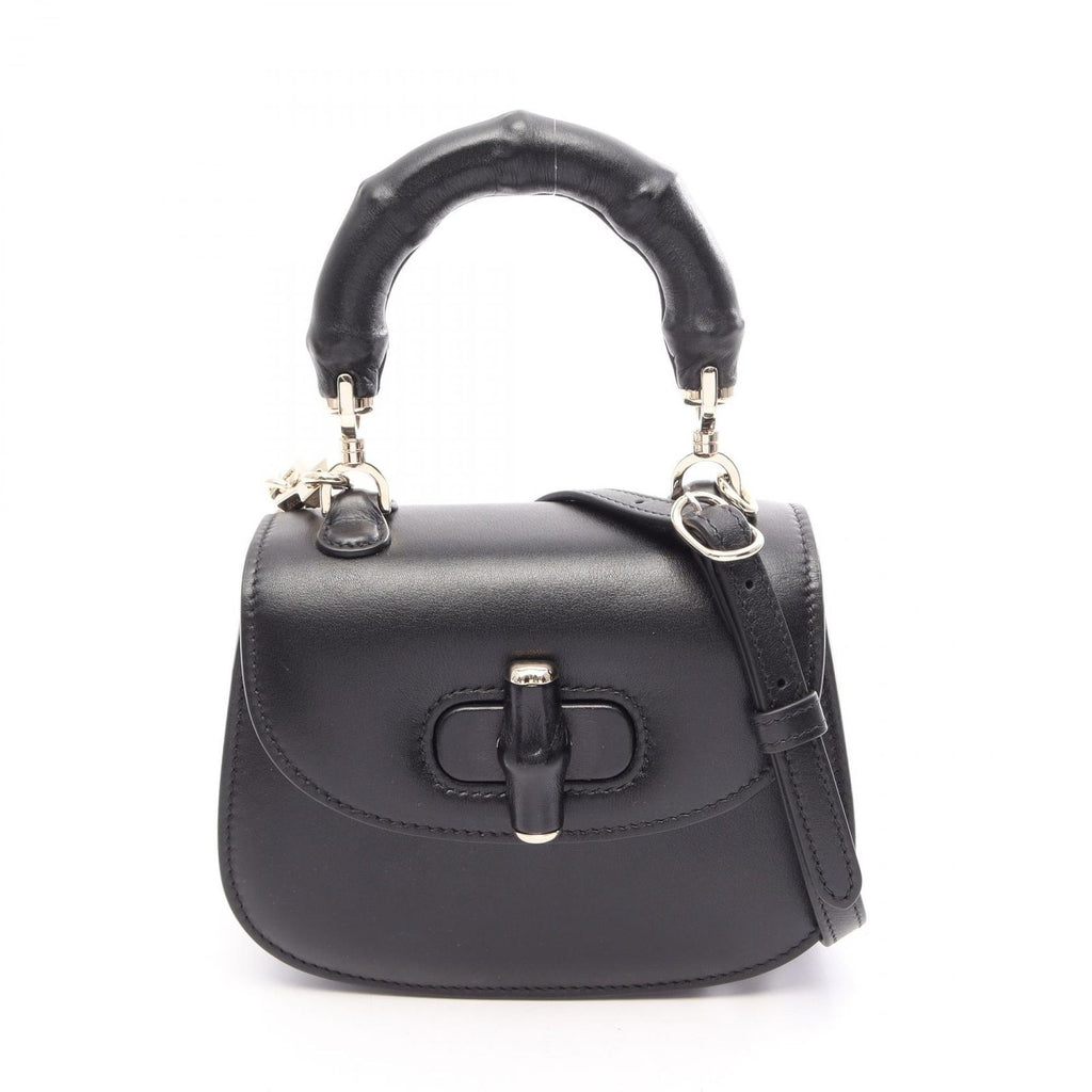Gucci 2-Way Black Leather Bamboo Shoulder